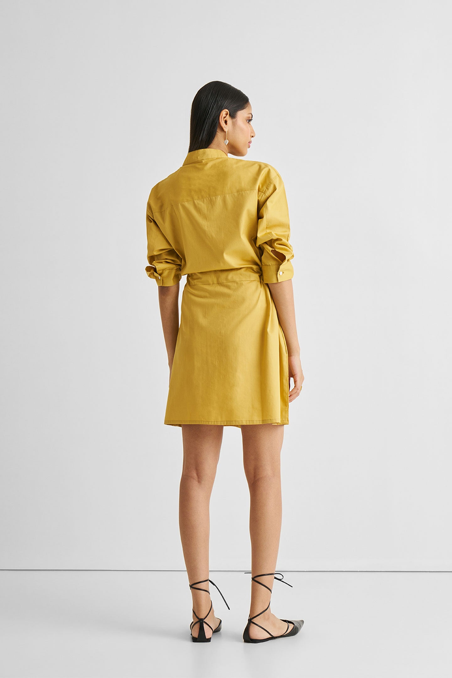 Short Tie Waist Dress in Tuscan Sun Long Shot
