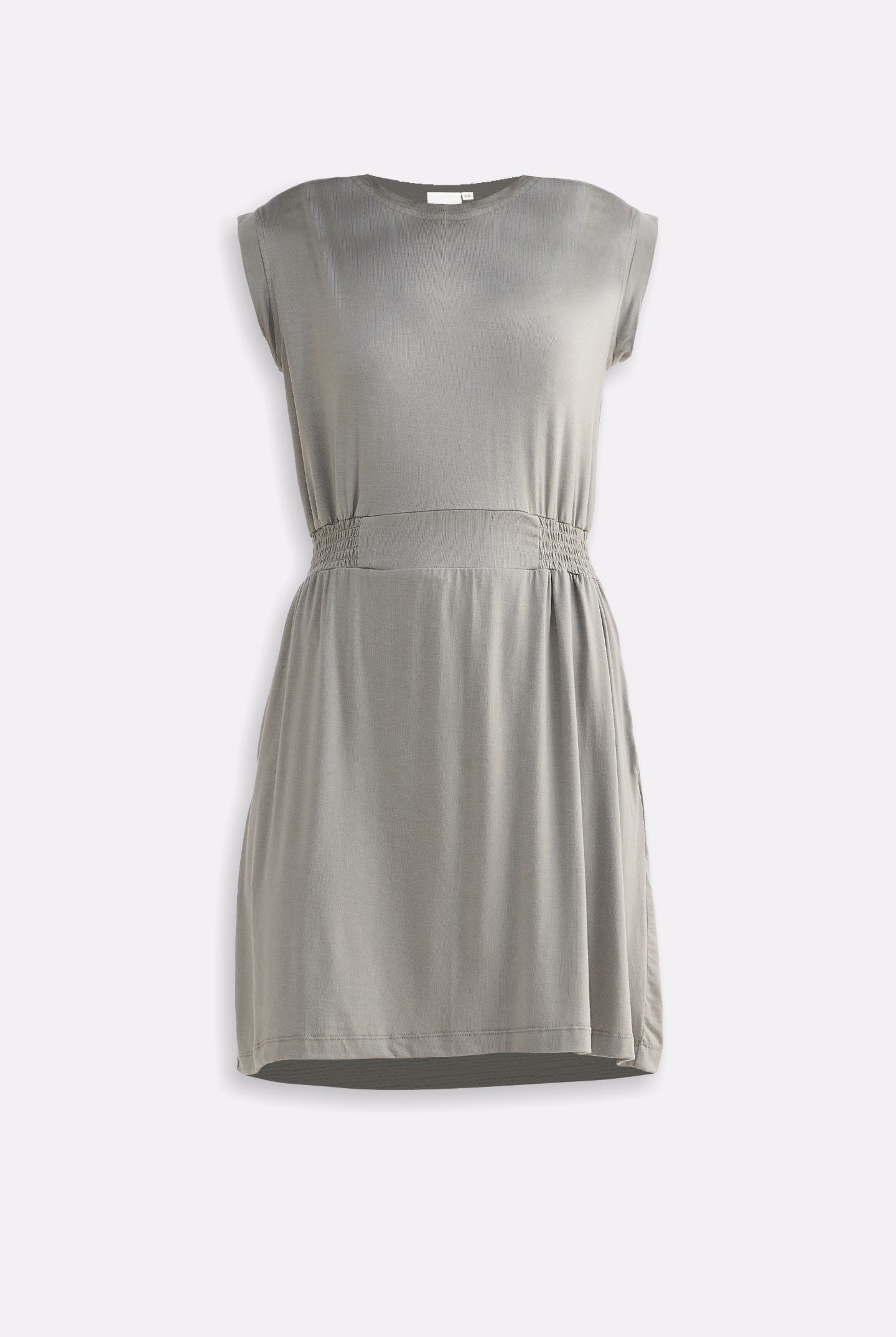 Short Dress With Smocking Side Detail in Light Olive Flat Lay