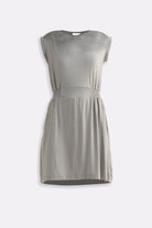 Short Dress With Smocking Side Detail in Light Olive Flat Lay