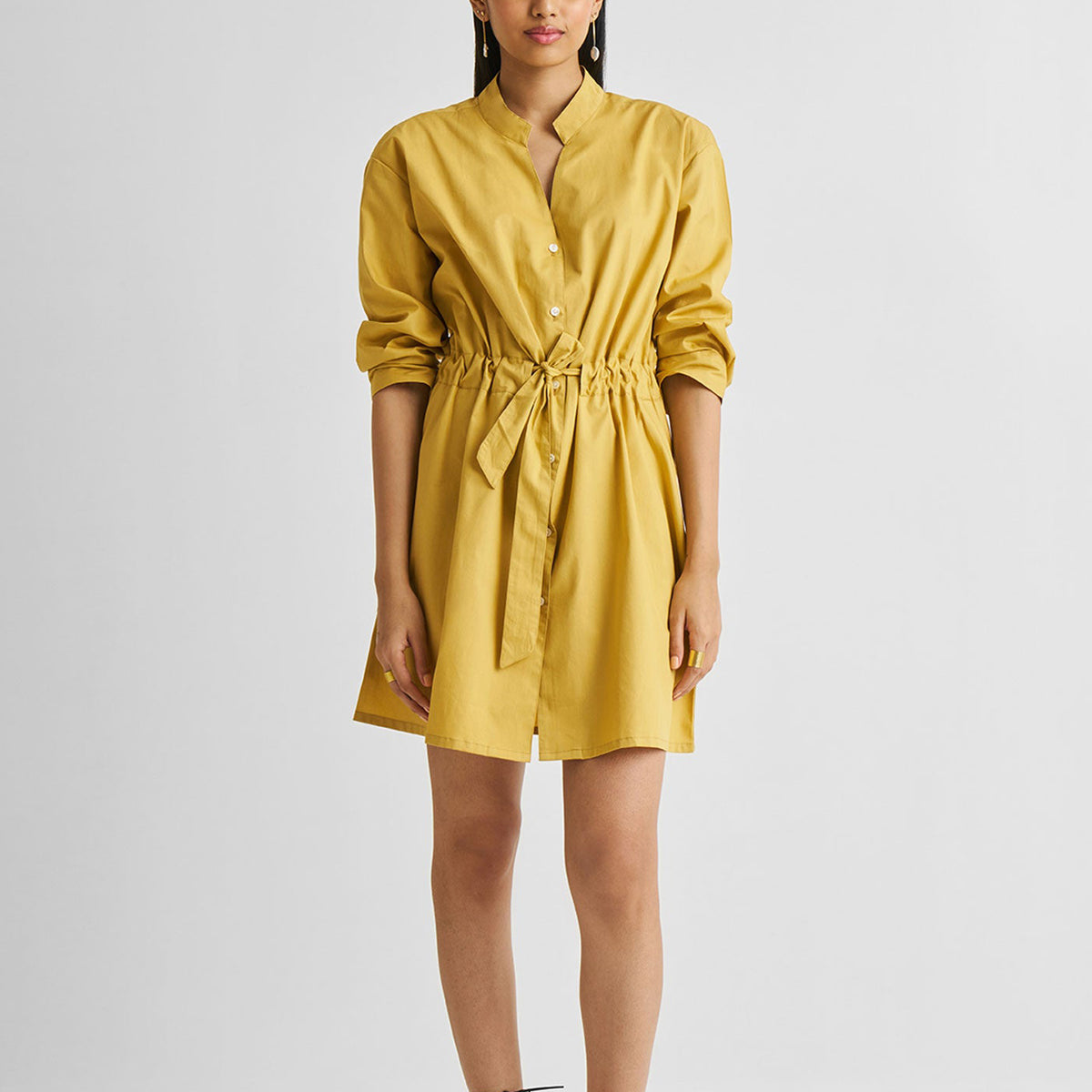 Short Tiered Shirtdress with Wide Waist Tie in Sevillian Style