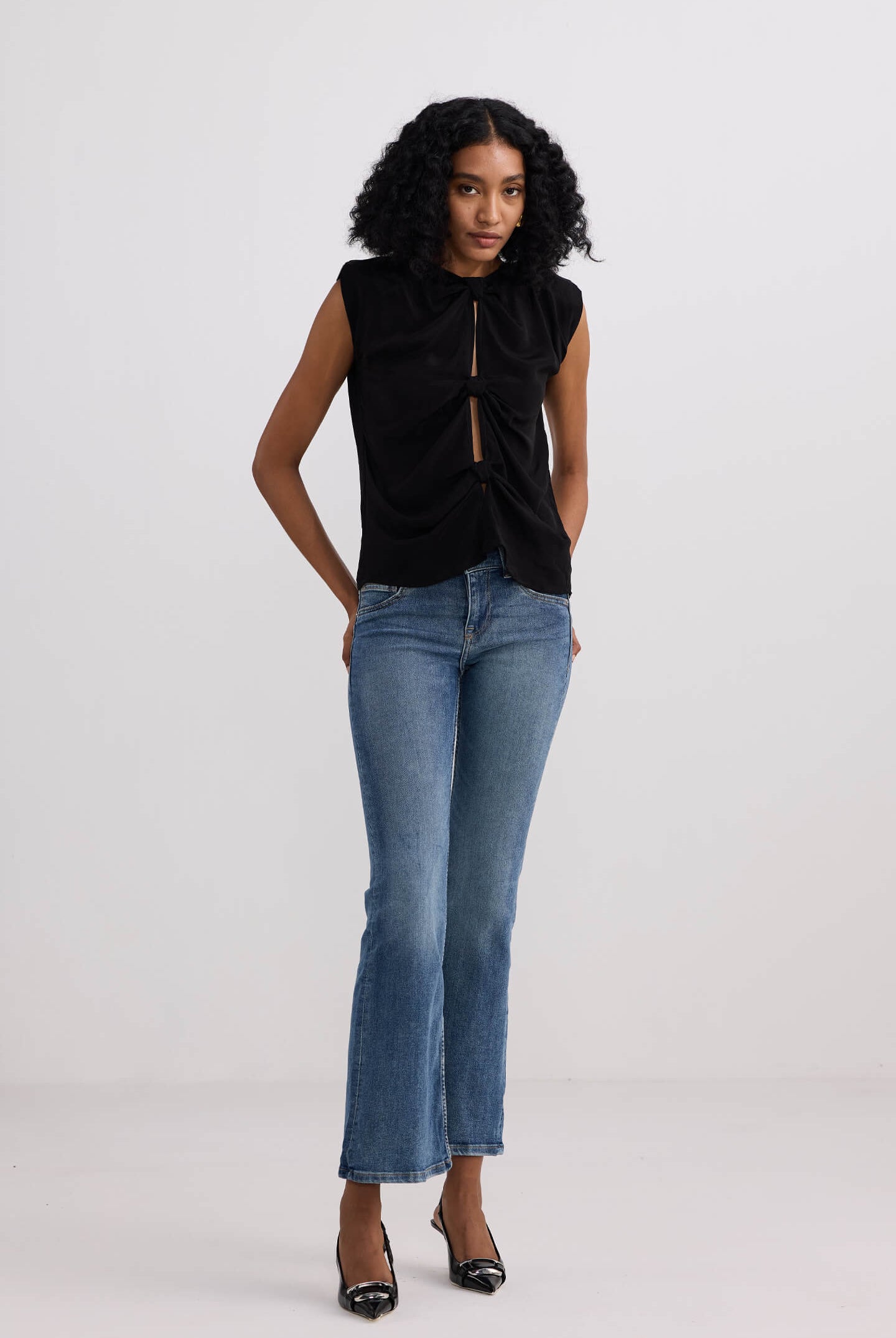 The Knot-so-Basic Top in Black Front