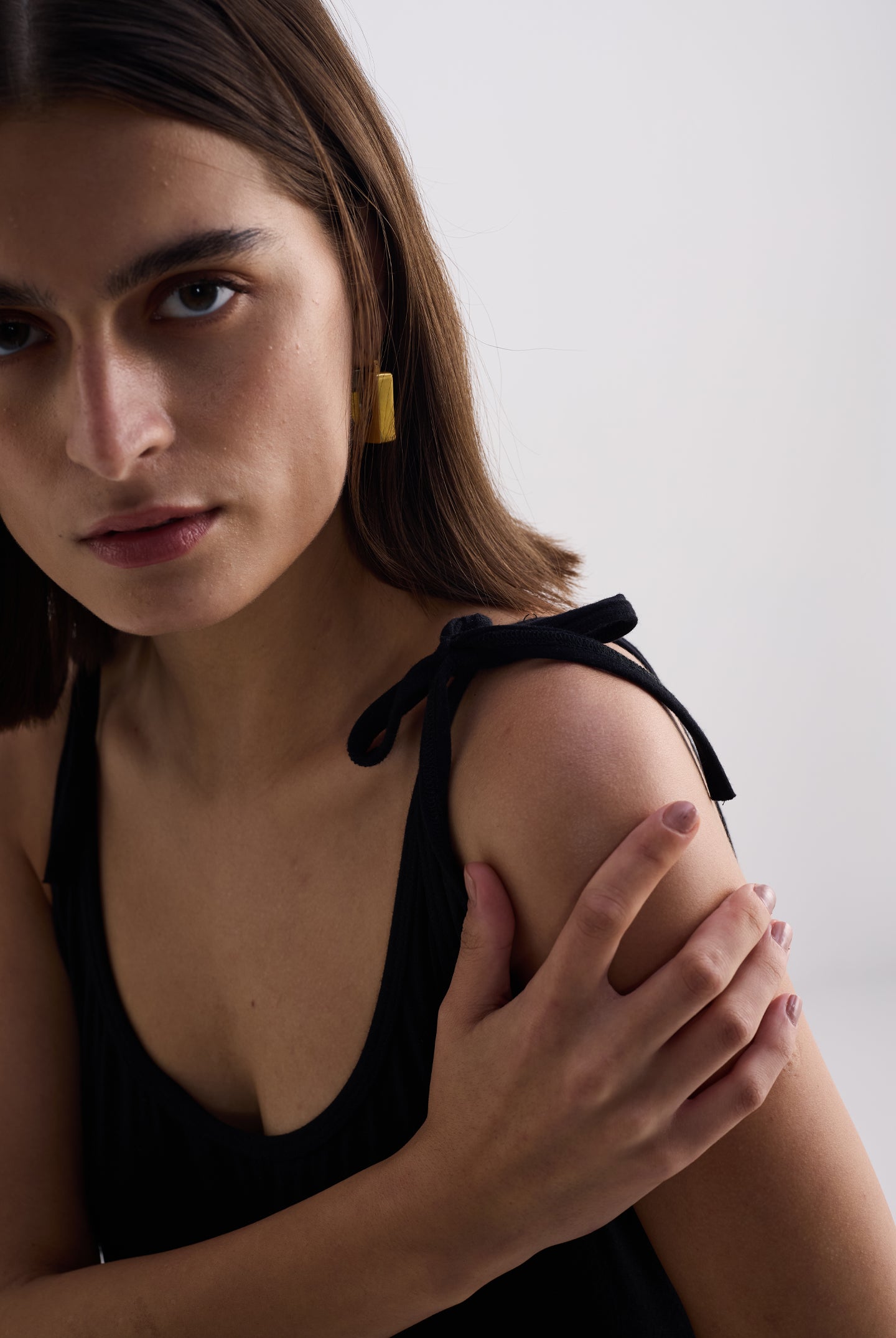 Tie-Detail Maxi Dress in Black Closeup