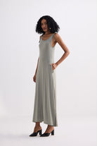 Tie-Detail Maxi Dress in Light Olive Side