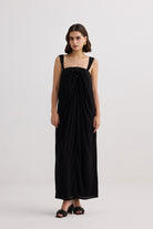 Twilight Twist Strappy Maxi Dress in Black Front