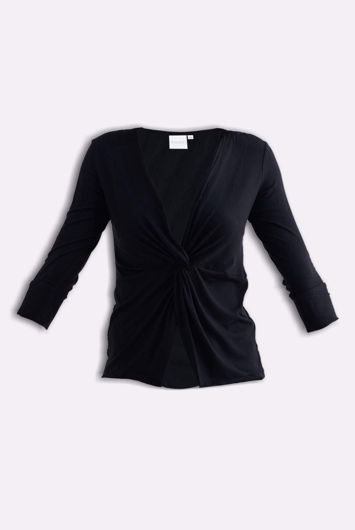 Twist Front Knit Shirt in Black Flat Lay