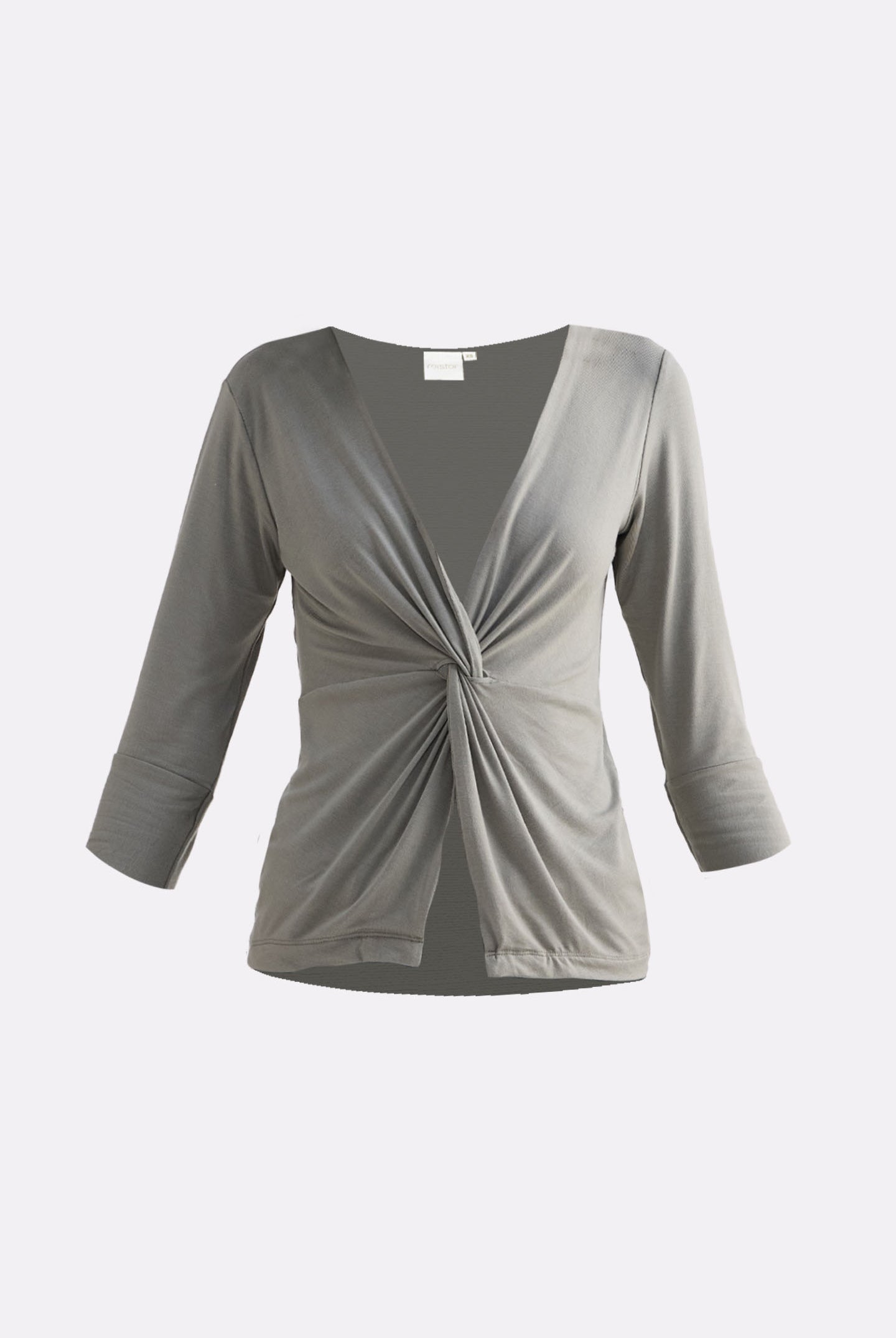 Twist Front Knit Shirt in Light Olive Flat Lay