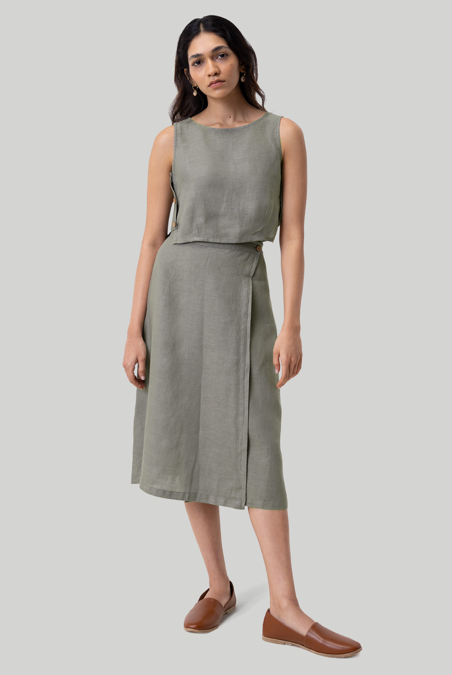 Boxy Crop Top in Dark Green