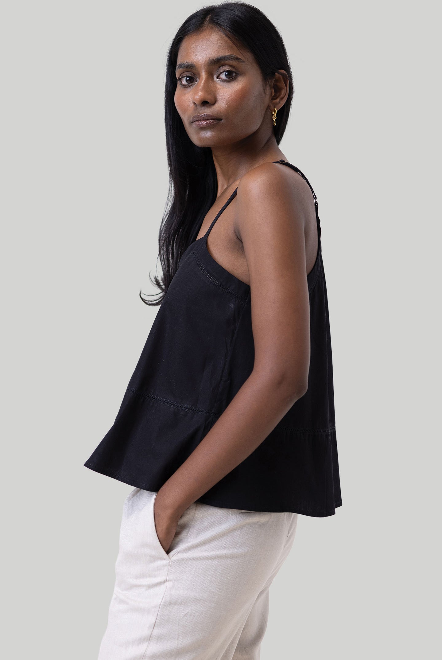 V-neckLaceCamisoleinBlack-4