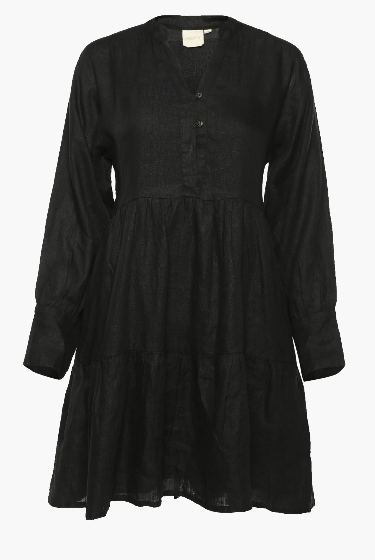 V-neck Tiered Dress in Black