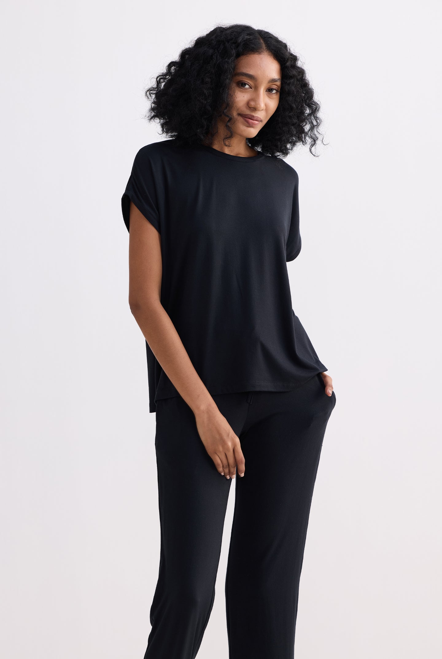 Relaxed Tee Set in Black Moodshot