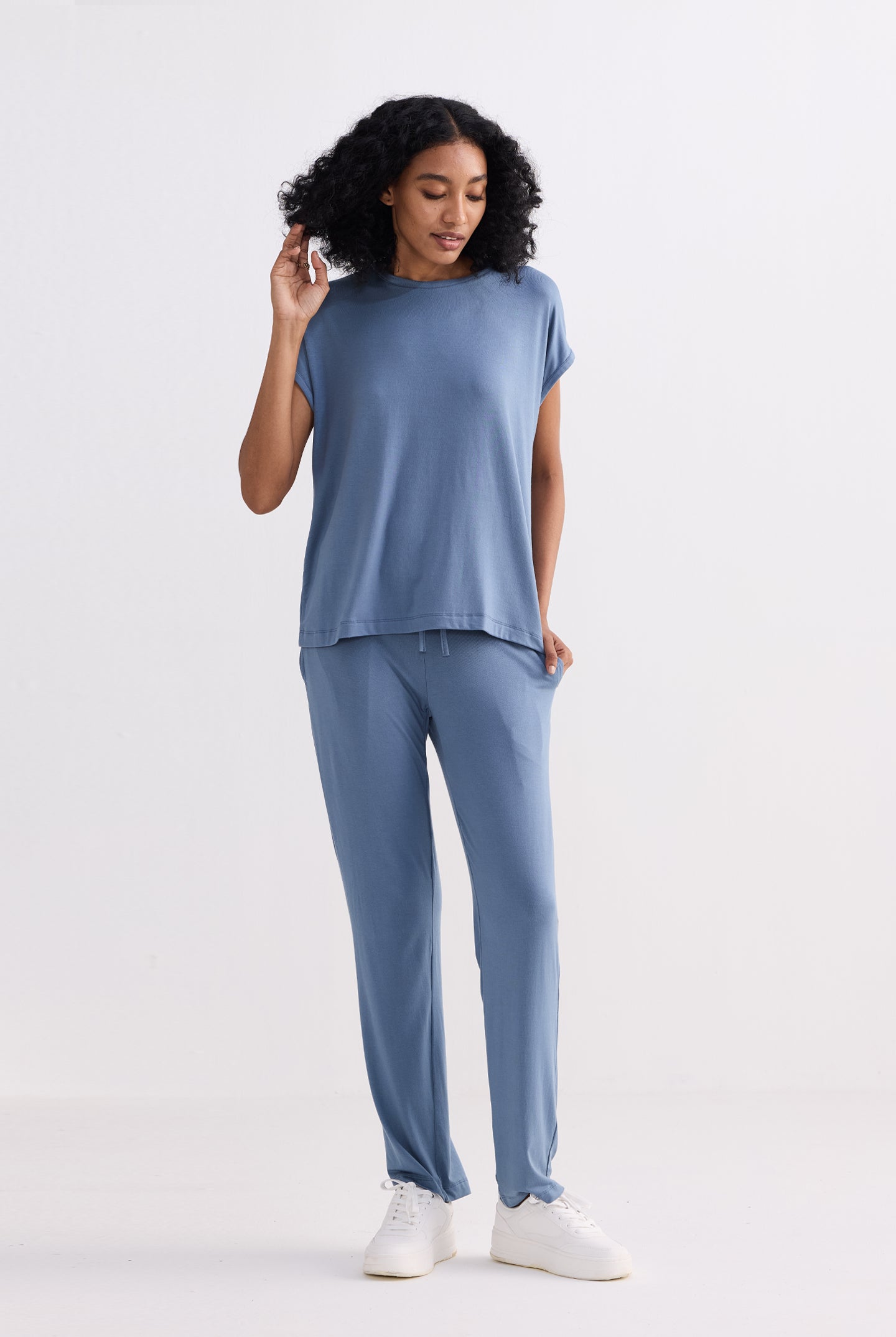 Relaxed Tee Set in Blue Moodshot