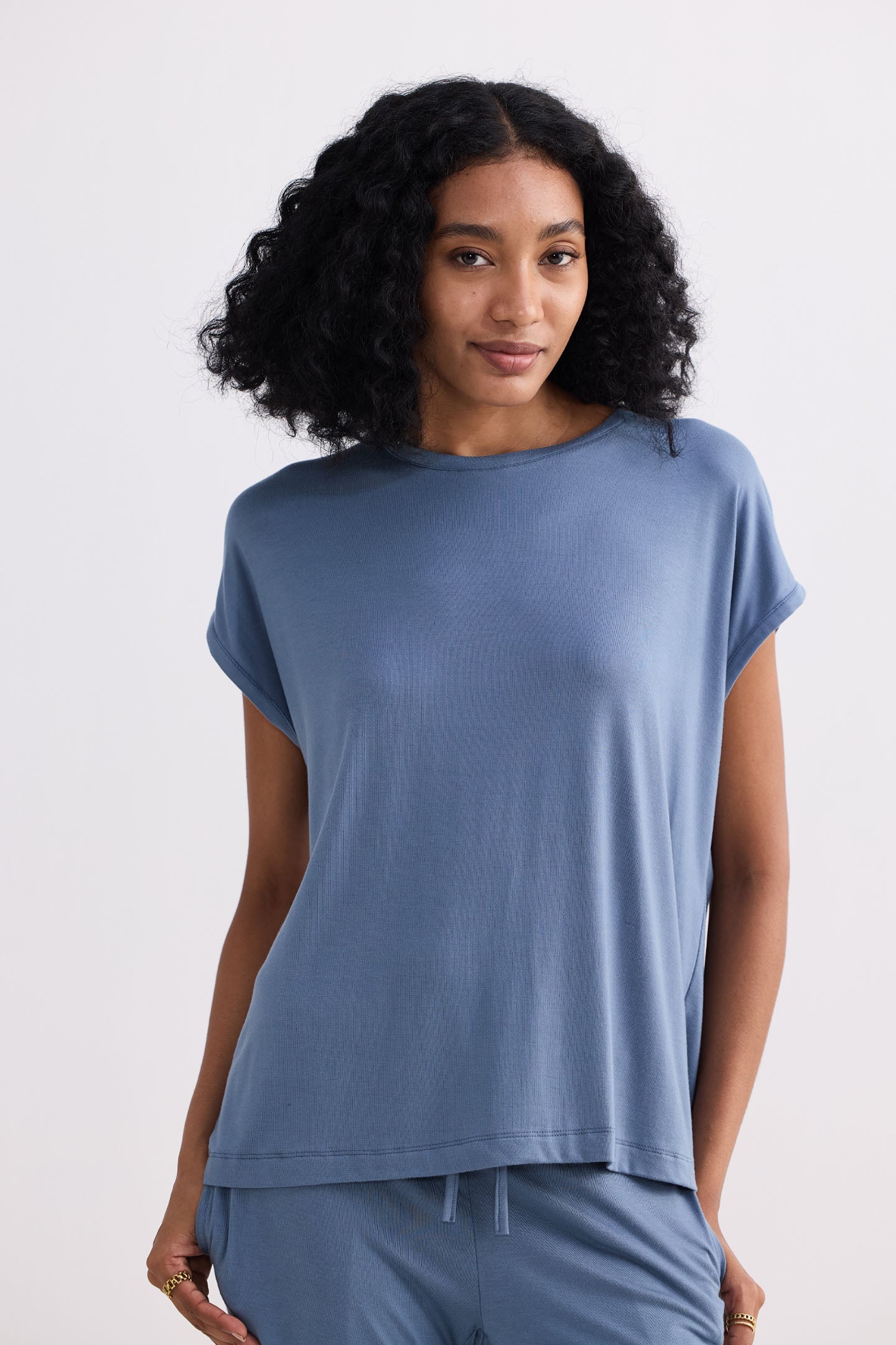 Wide Leg Pant in Blue Closeup
