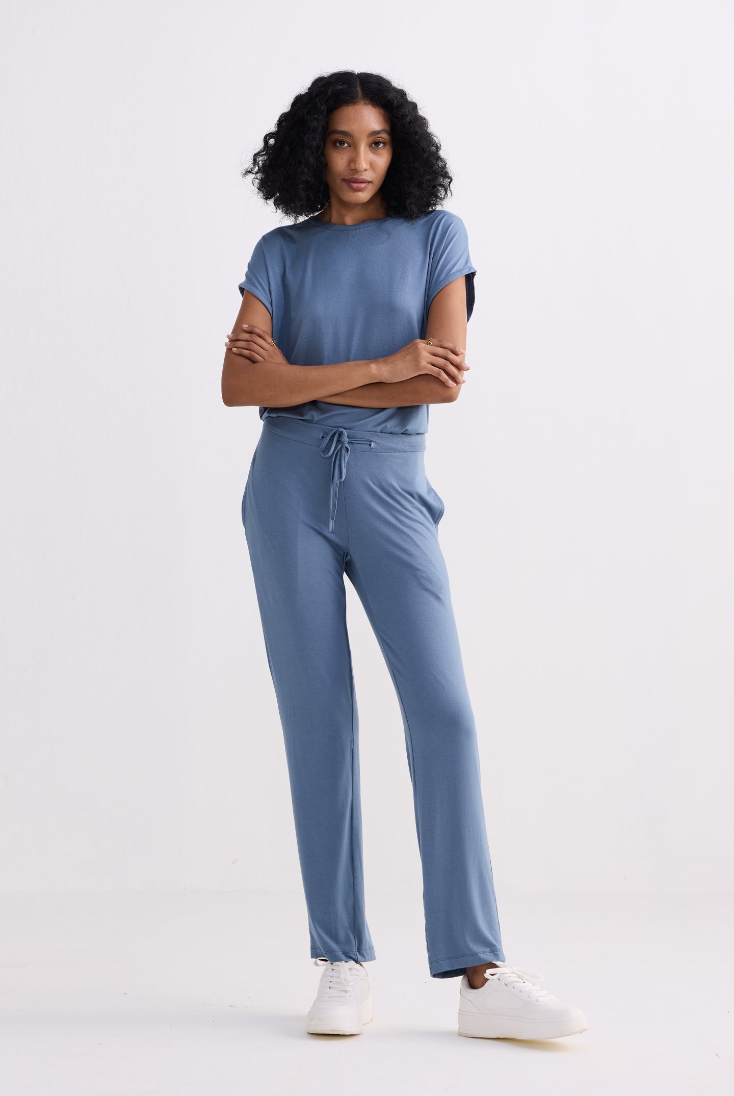Relaxed Tee Set in Blue Front