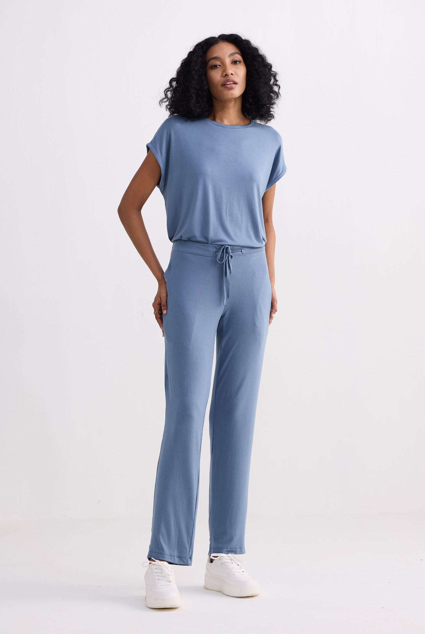 Wide Leg Pant in Blue Front