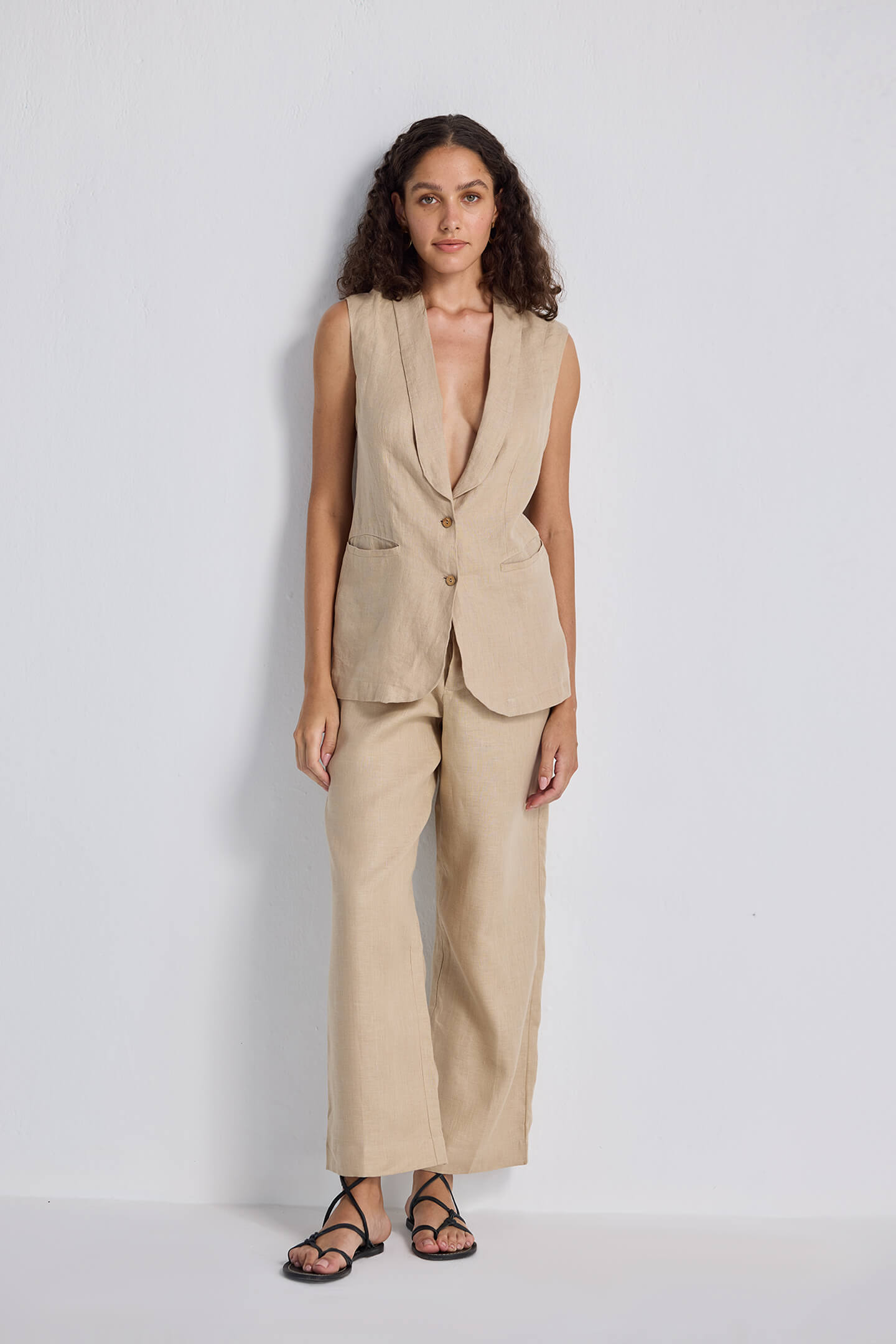 Wide Leg Pants in Hemp Front