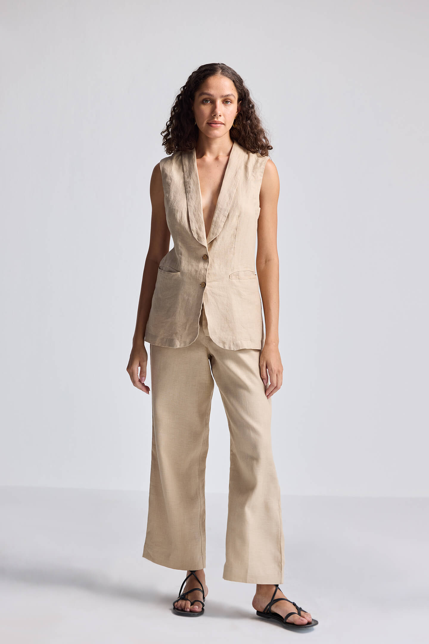 Wide Leg Pants in Hemp Front