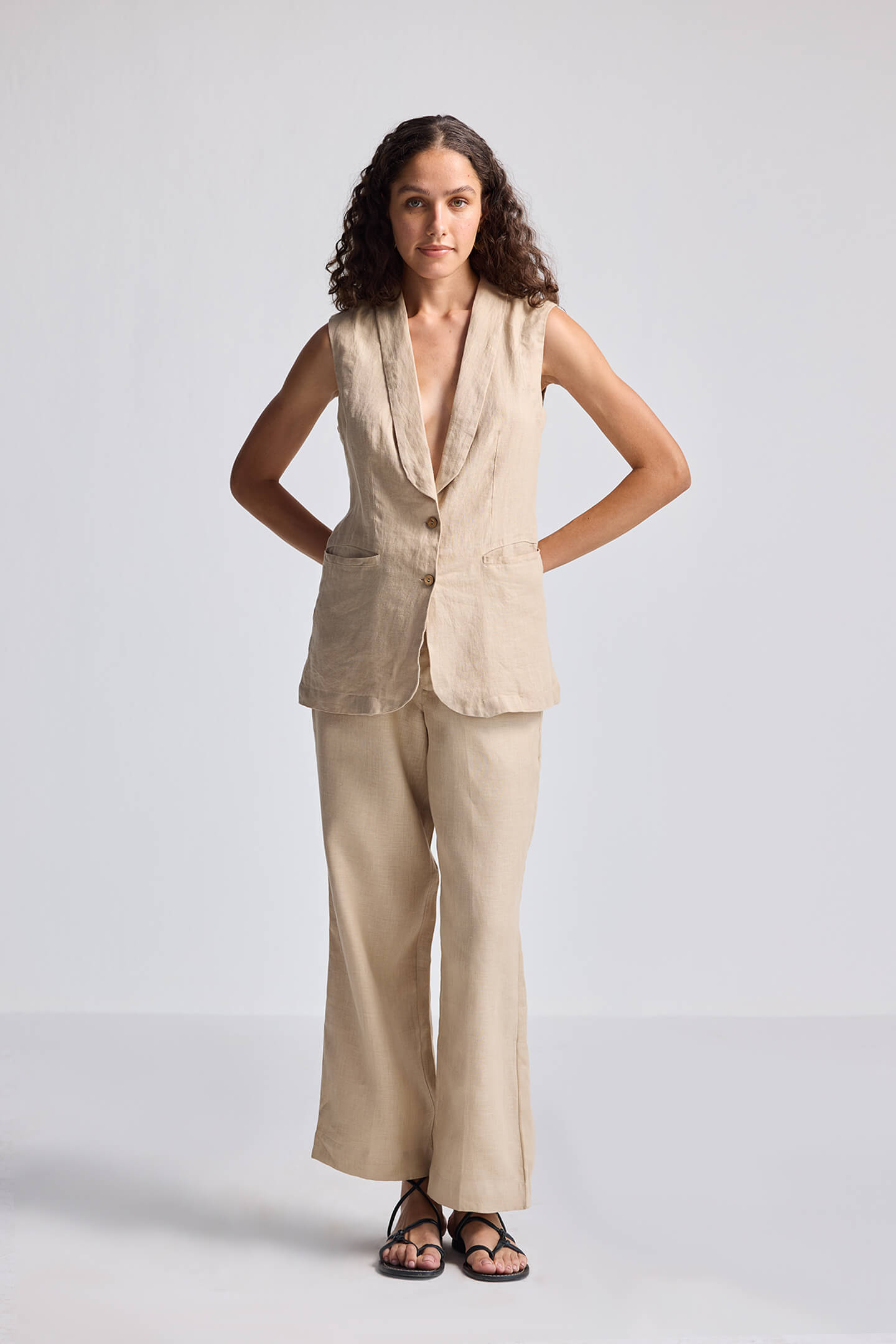 Wide Leg Pants in Hemp Front