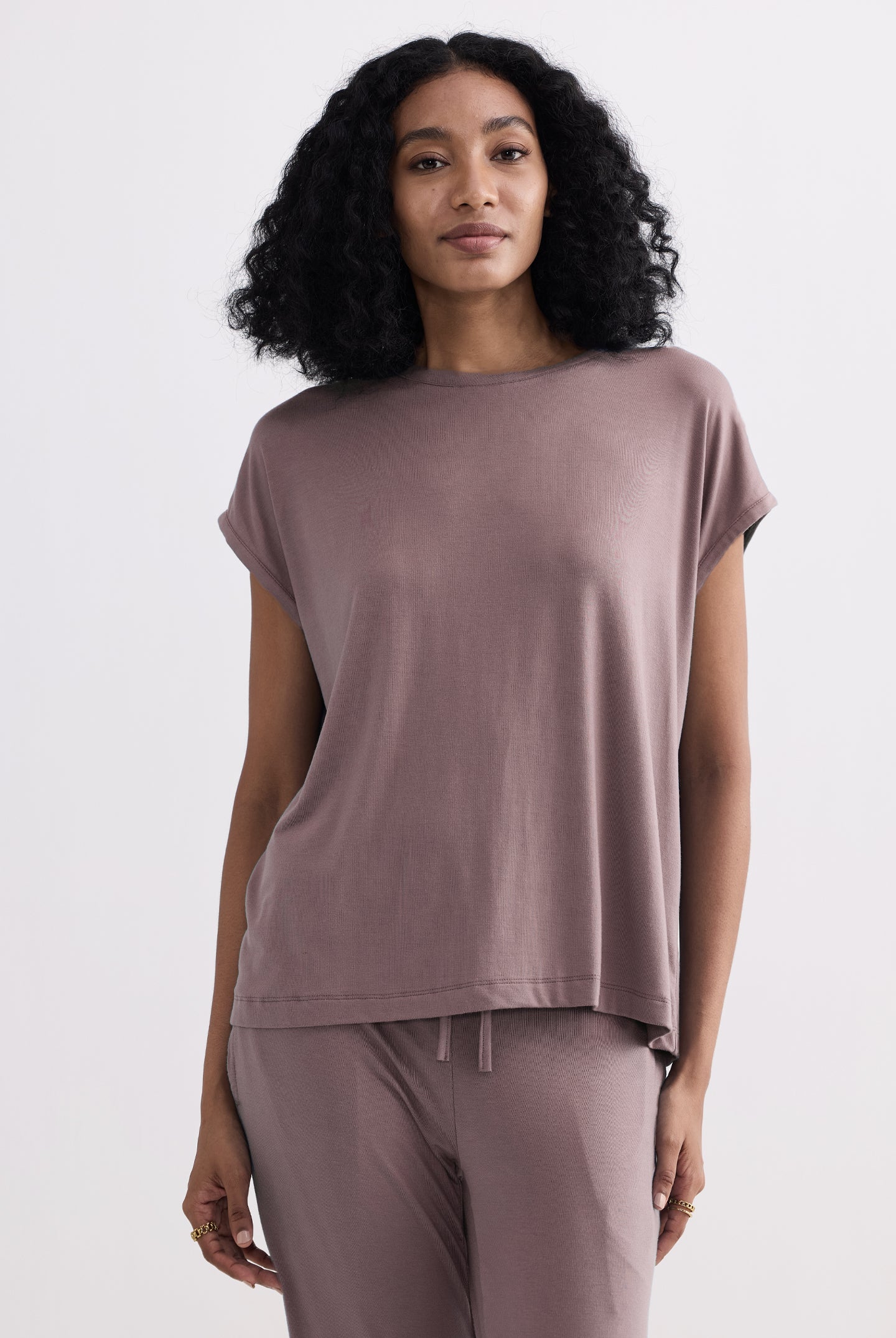 Dusty rose short sleeve top for women