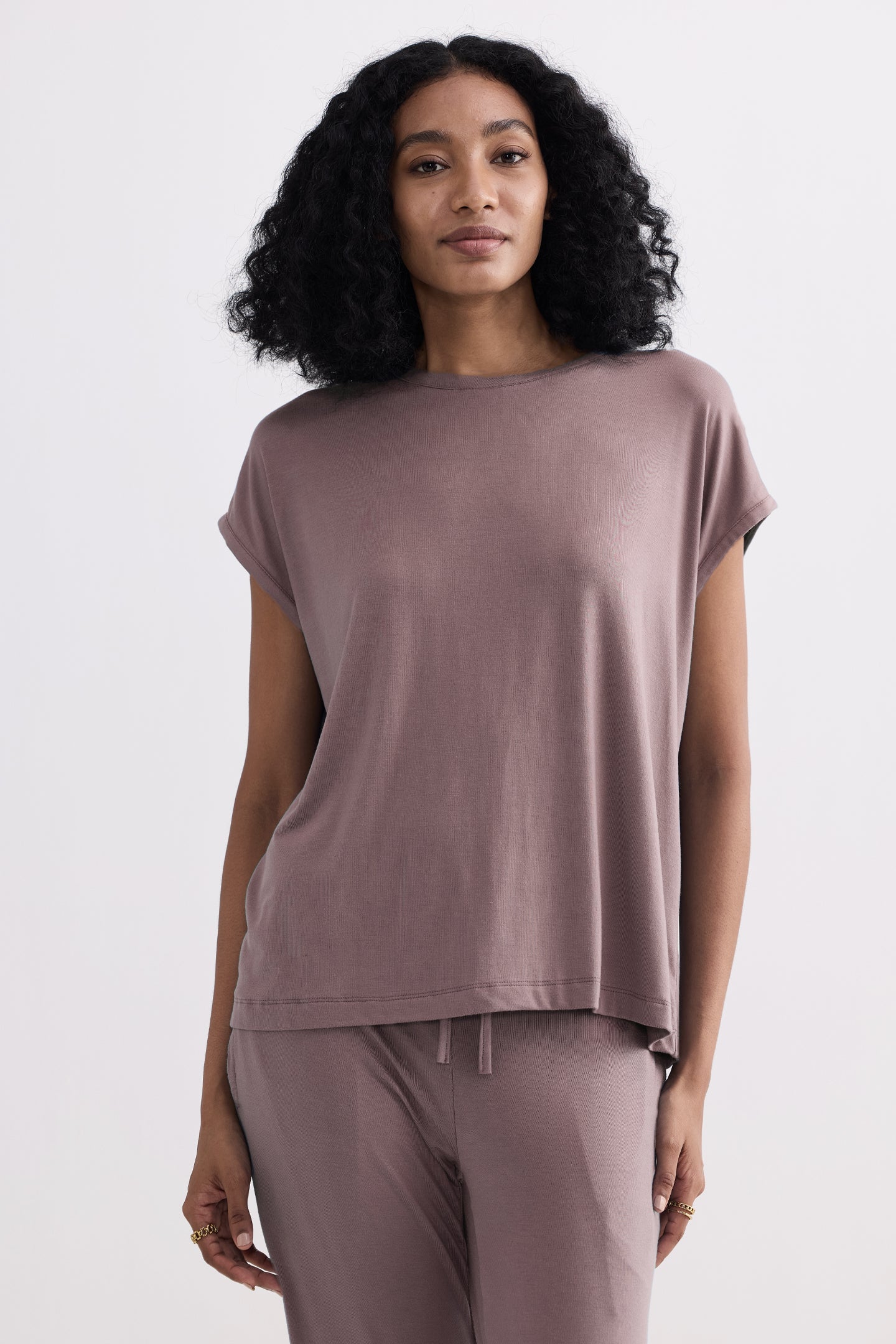 Dusty rose short sleeve top for women