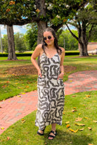 Midi Slip Dress in Black Stripes