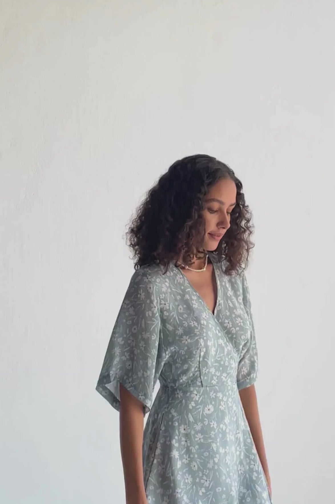 Maxi Wrap Dress in Light Blue Florals Moodshot Video