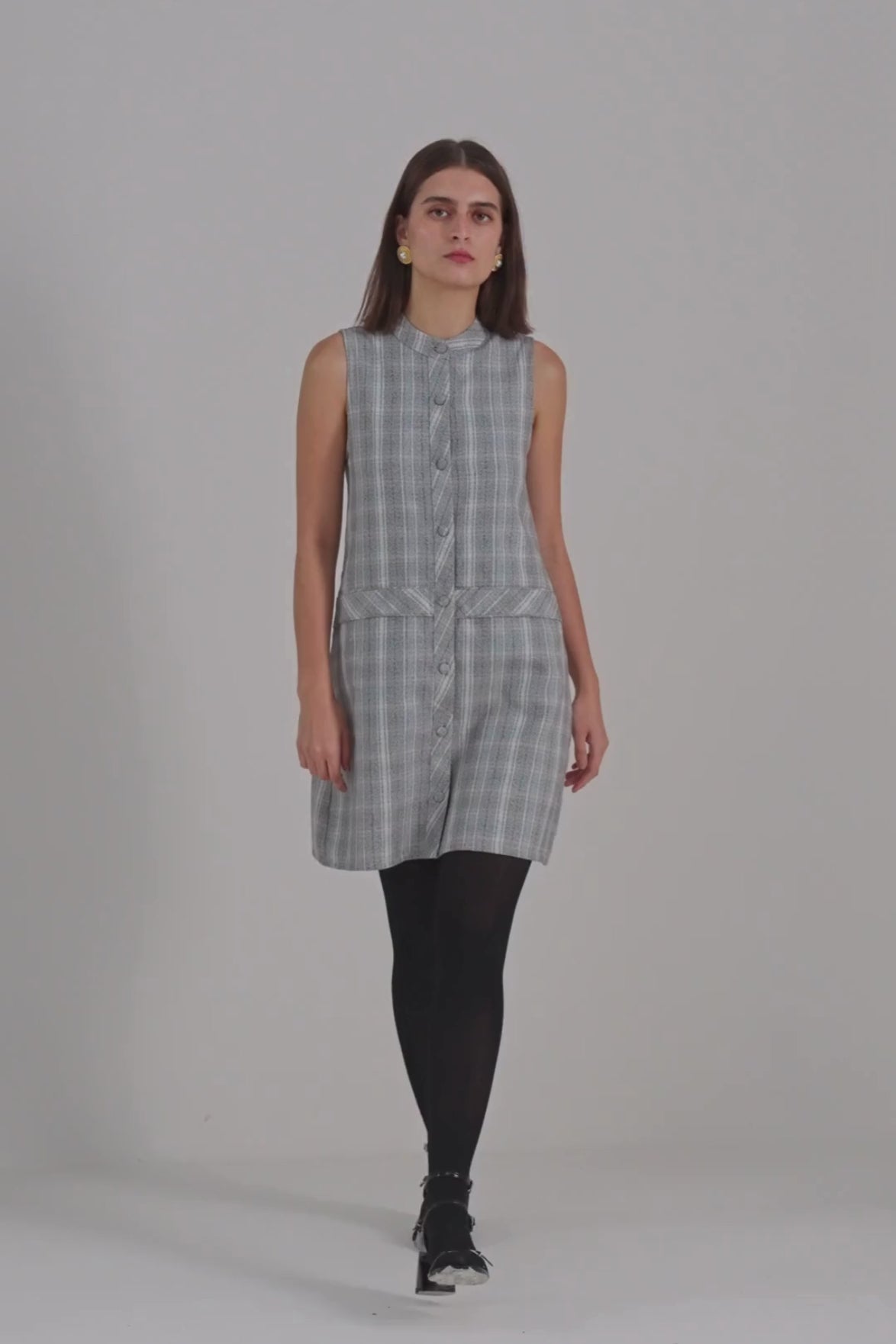 The Cotton Tweed Shift Dress in Grey Moodshot Video