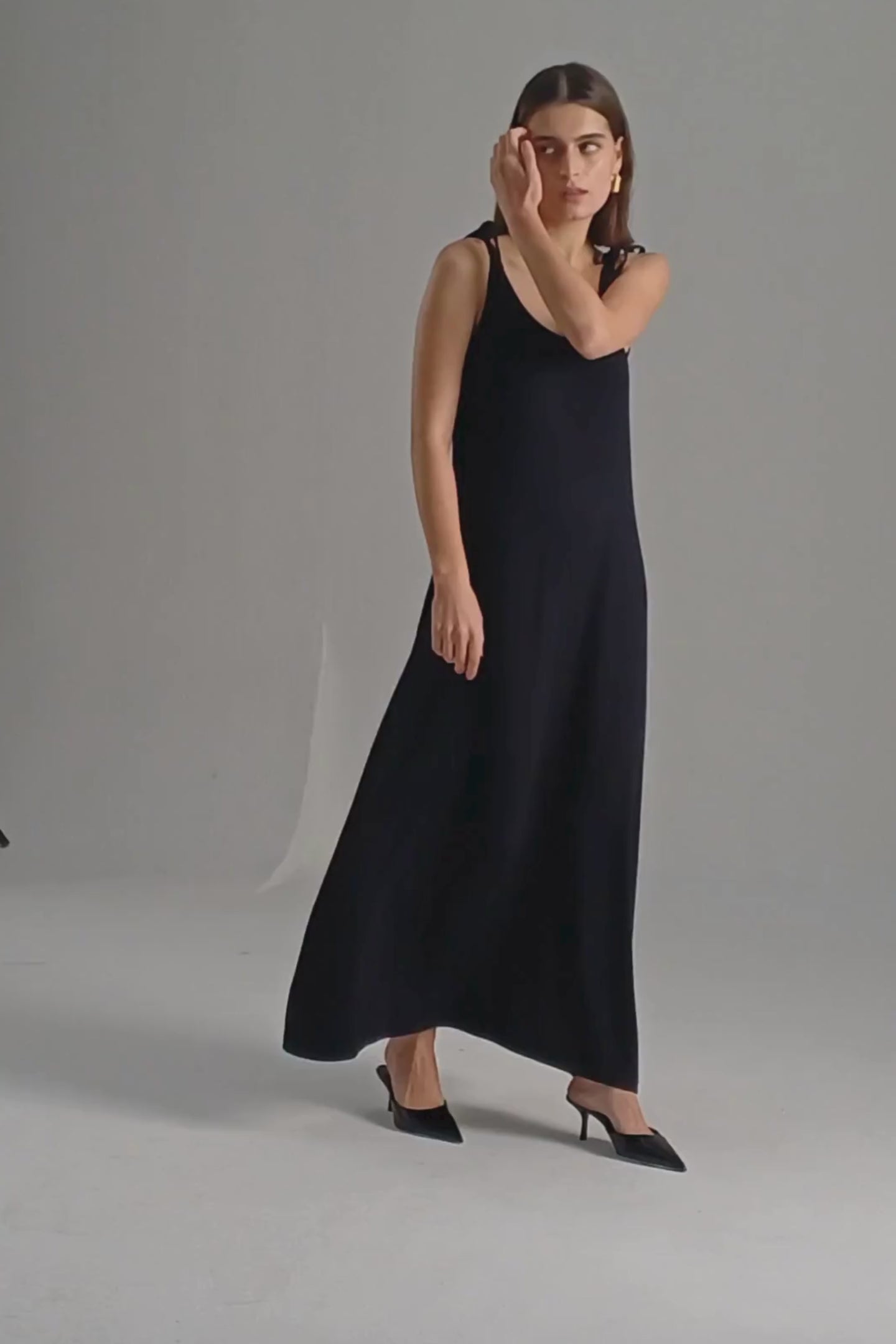 Tie-Detail Maxi Dress in Black Moodshot Video