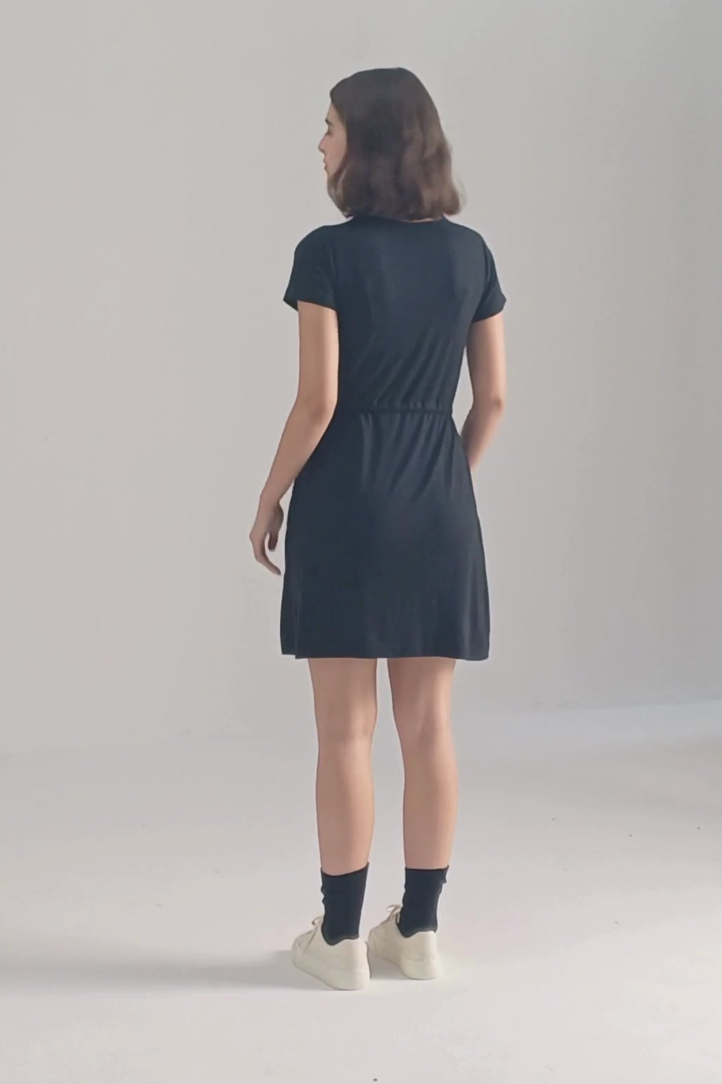 Drawstring Short T-shirt Dress in Black Moodshot Video
