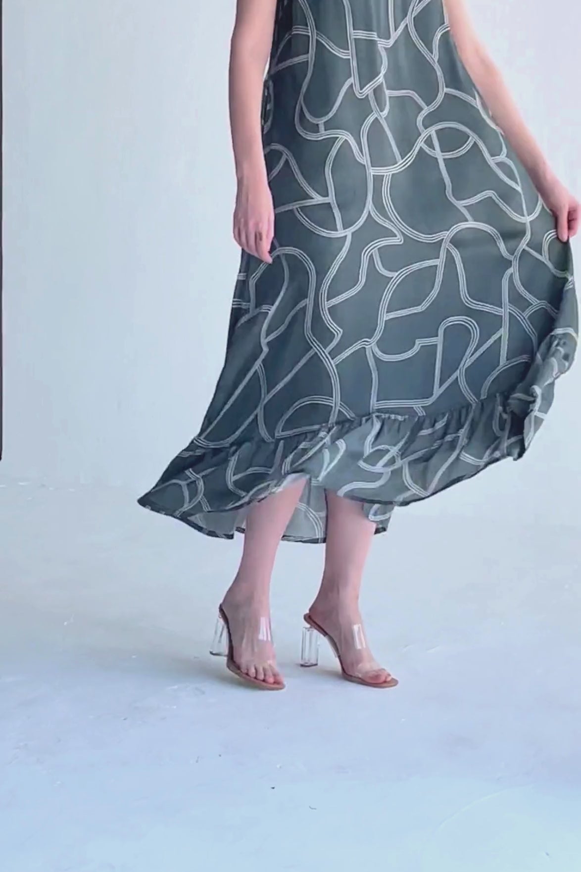 One Shoulder Maxi Dress in Abstract Stripes Moodshot Video