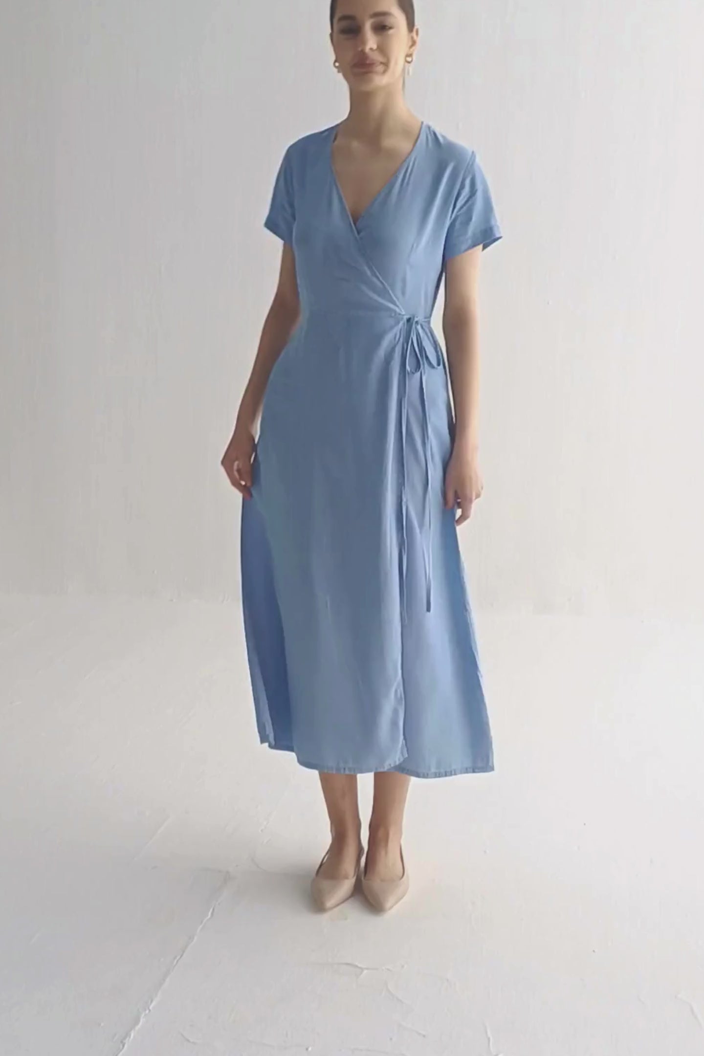 Maxi Wrap Dress in Light Blue Moodshot Video