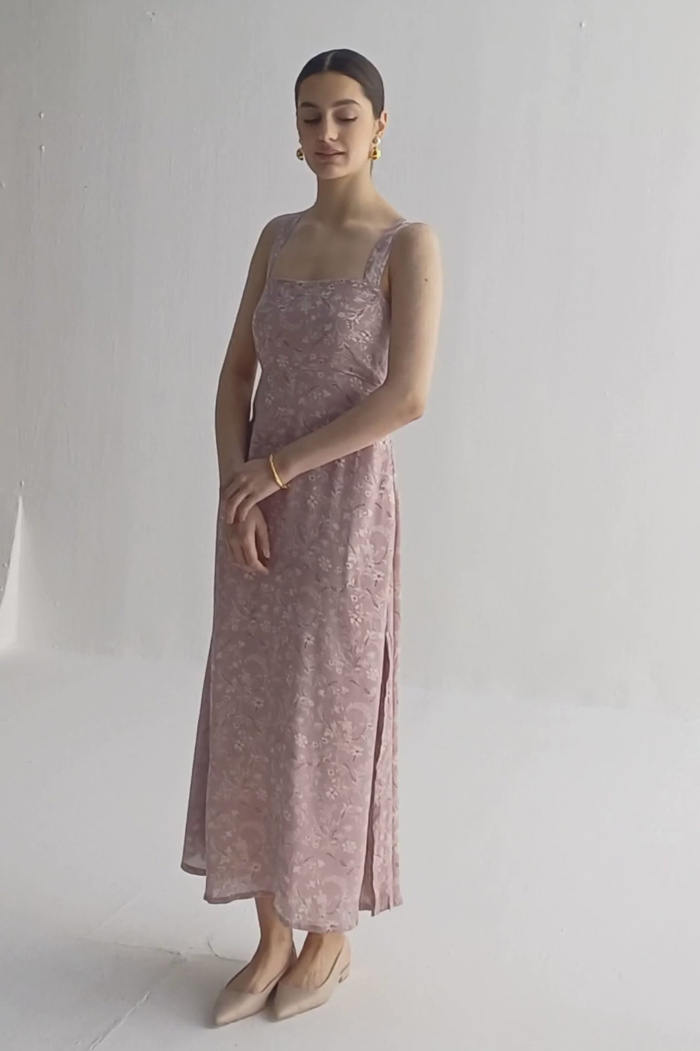 Perfect Floral Maxi with Tapered Straps in Pink Moodshot Video