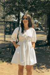 Balloon Shirt Dress in White