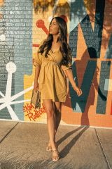 Gathered Short Dress in Mustard