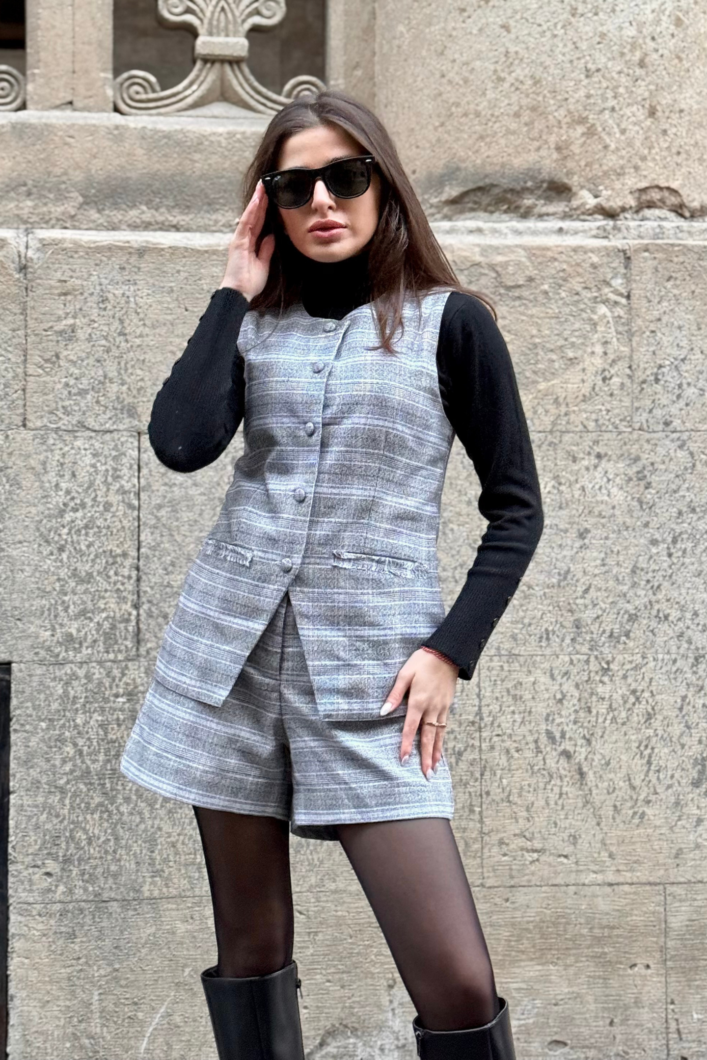 Cotton Tweed Shorts in Grey – Reistor