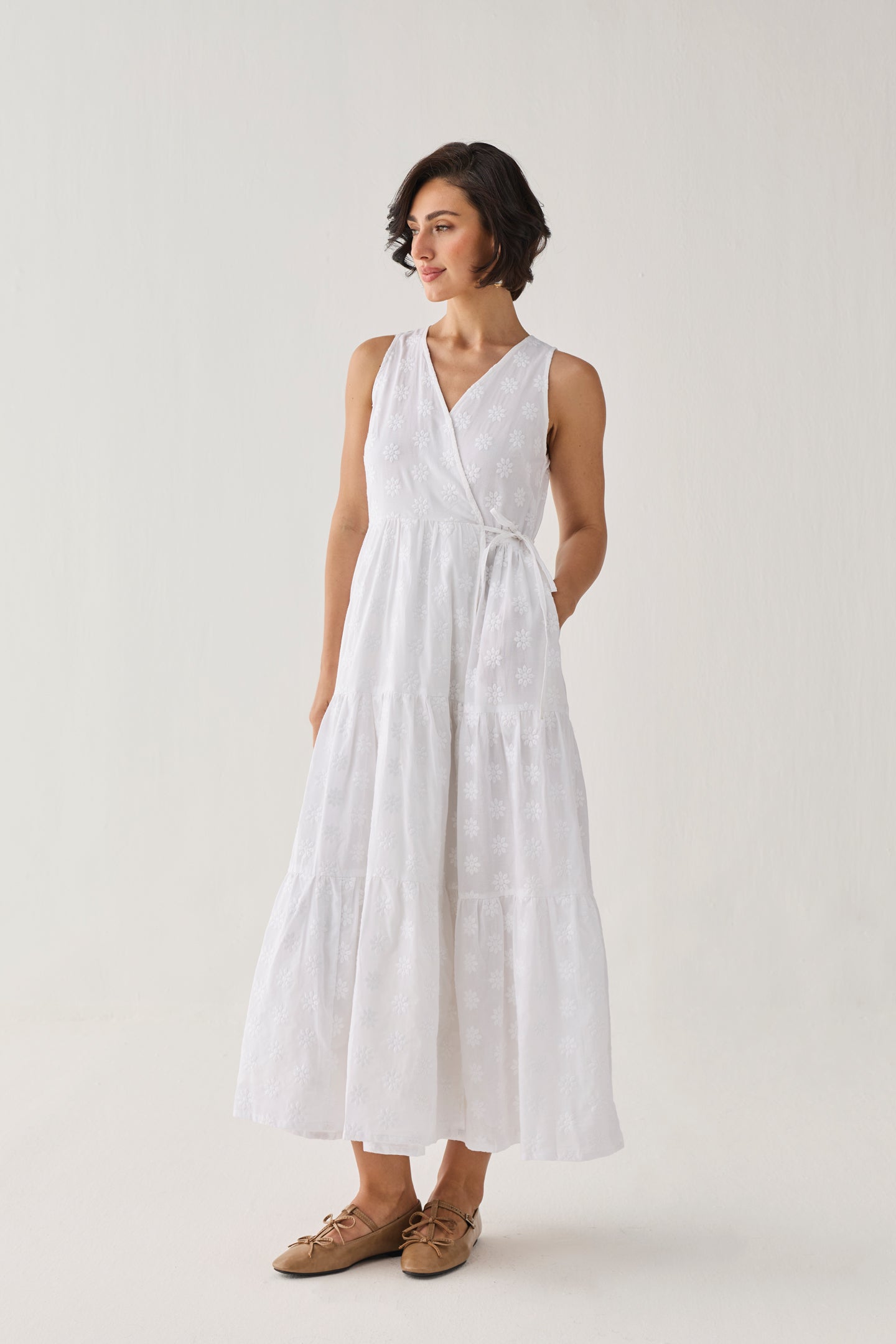 embroidered wrap maxi dress Lovely White Dress - Embroidered Dress - Wrap Maxi Dress