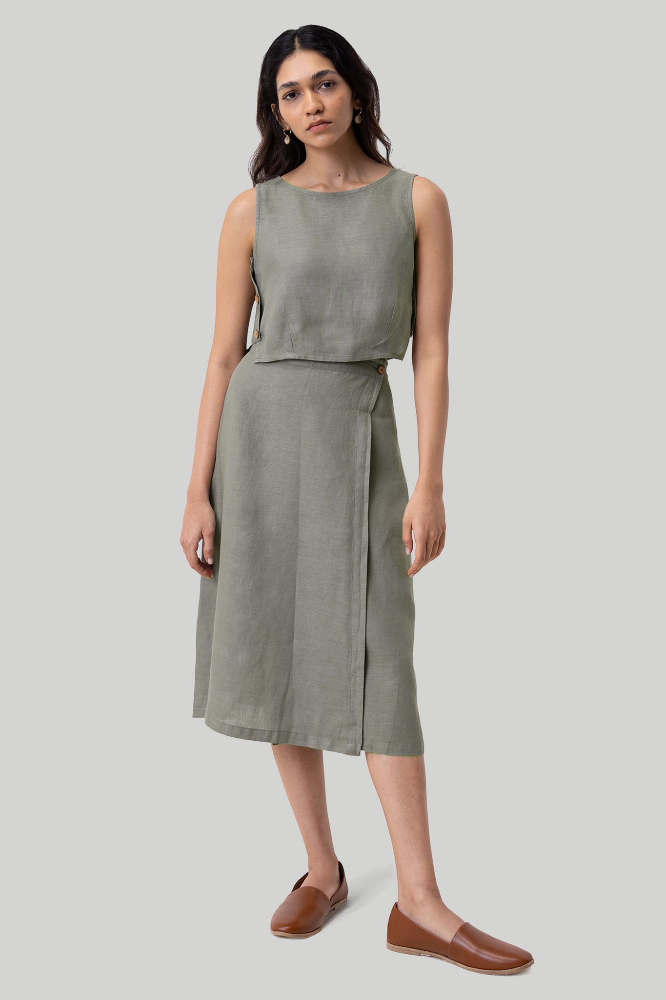Dark Green Boxy Crop Top 004