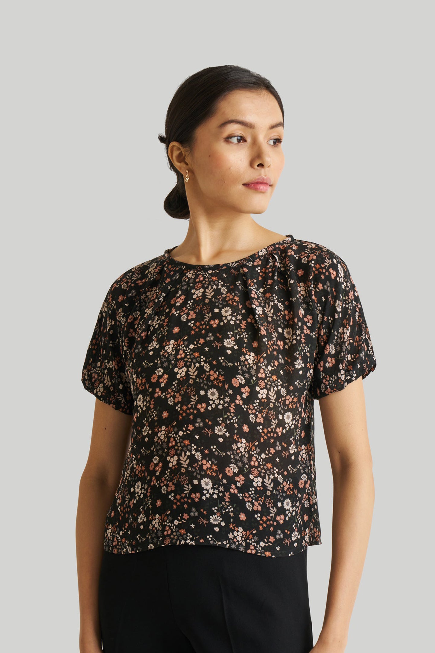 Balloon Sleeve Printed Top 1