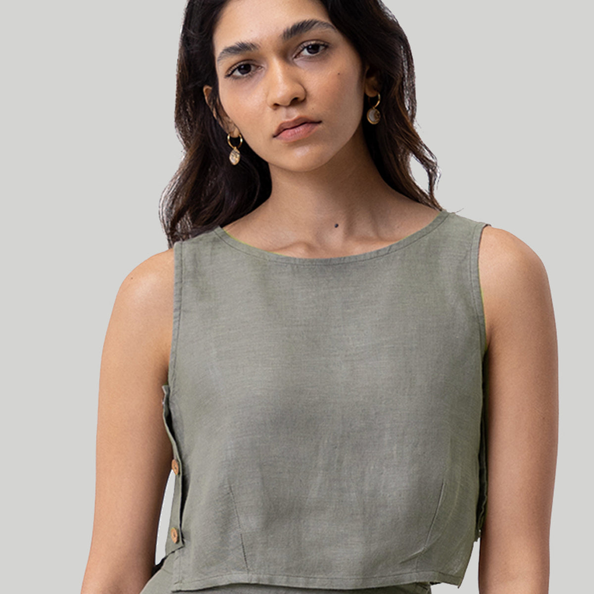 Boxy Crop Top in Dark Green – Reistor