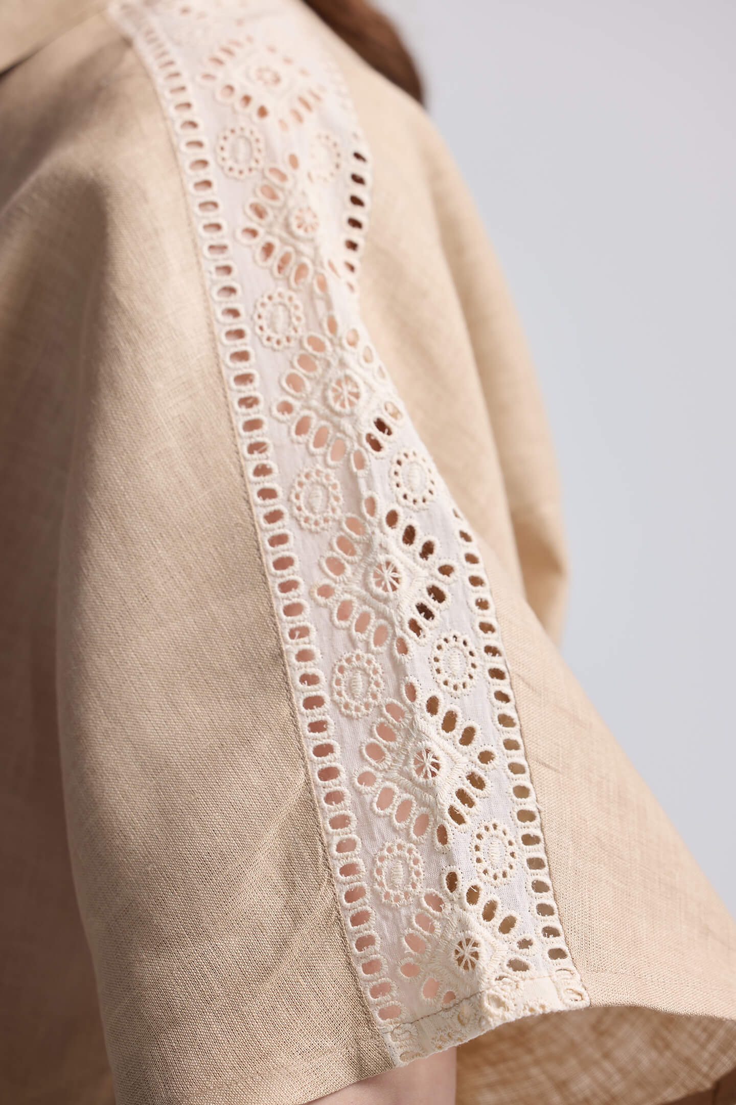 Boxy Shirt with Lace Closeup
