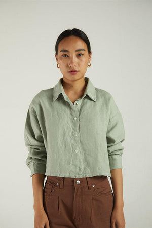 Light Olive Colored Crop Shirt
