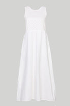 Cross-back Midi Dress in Eyelet Embroidery