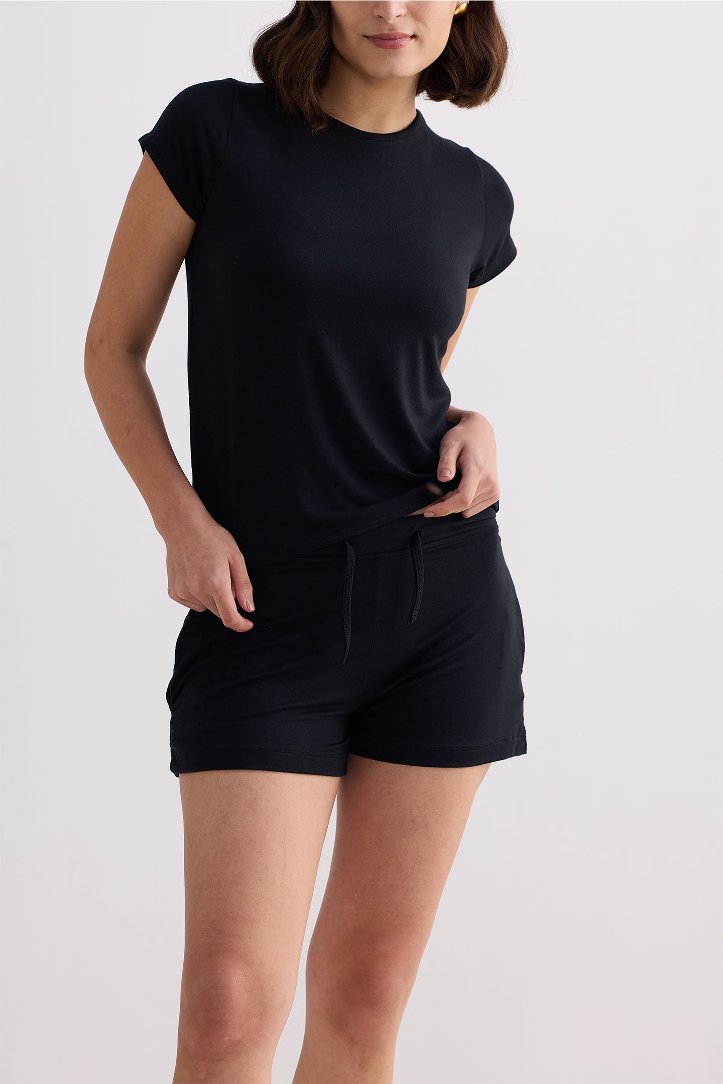 Essential Short Sleeve Tee in Black Closeup