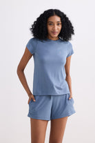 Essential Short Sleeve Tee Set in Blue Front