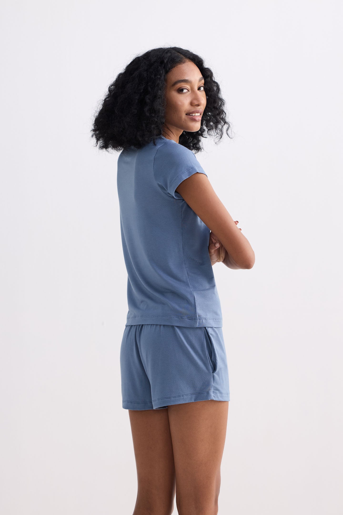 Essential Short Sleeve Tee in Blue Back