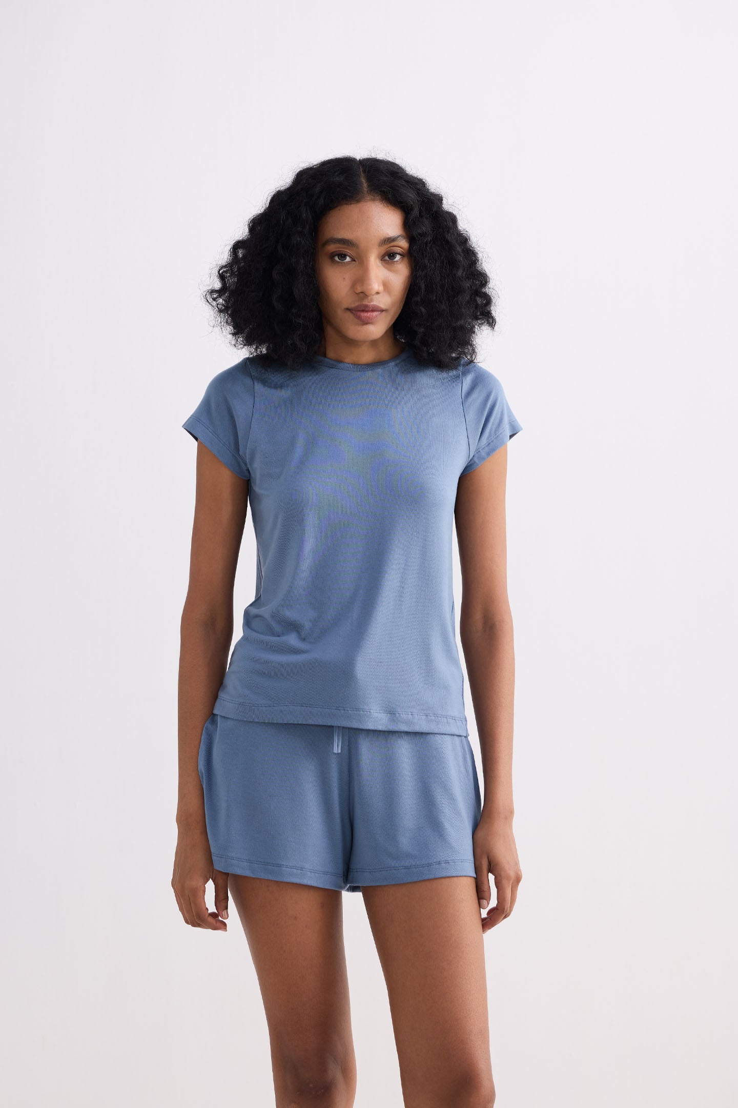 Essential Short Sleeve Tee in Blue Front