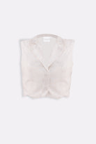 Cropped Cotton Tweed Vest in Cream Flat Lay