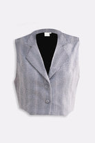 Cropped Cotton Tweed Vest Set in Grey Flat Lay