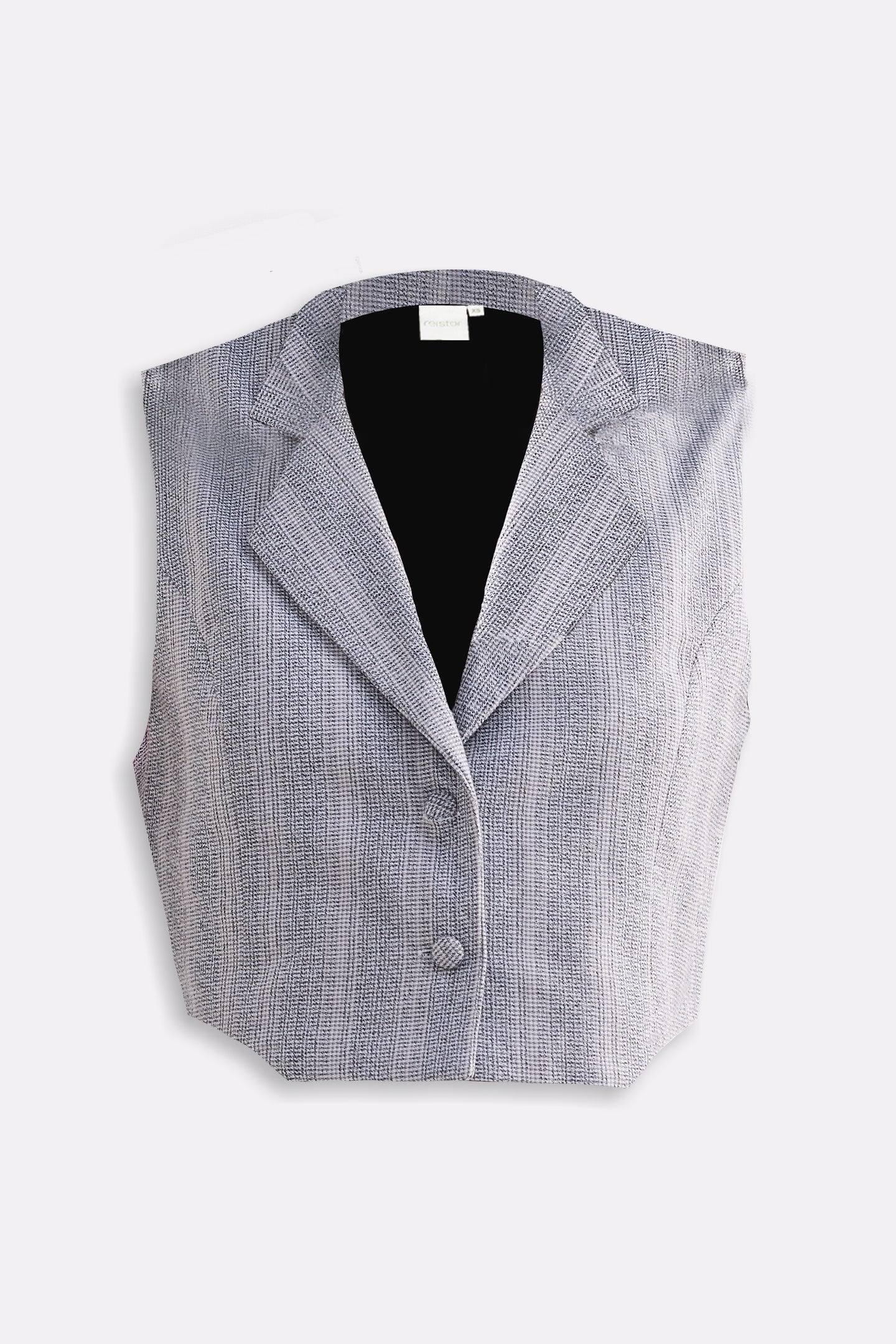 Cropped Cotton Tweed Vest Set in Grey Flat Lay
