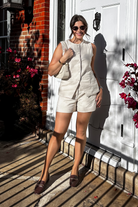 Cotton Tweed Vest Jacket Set in Cream