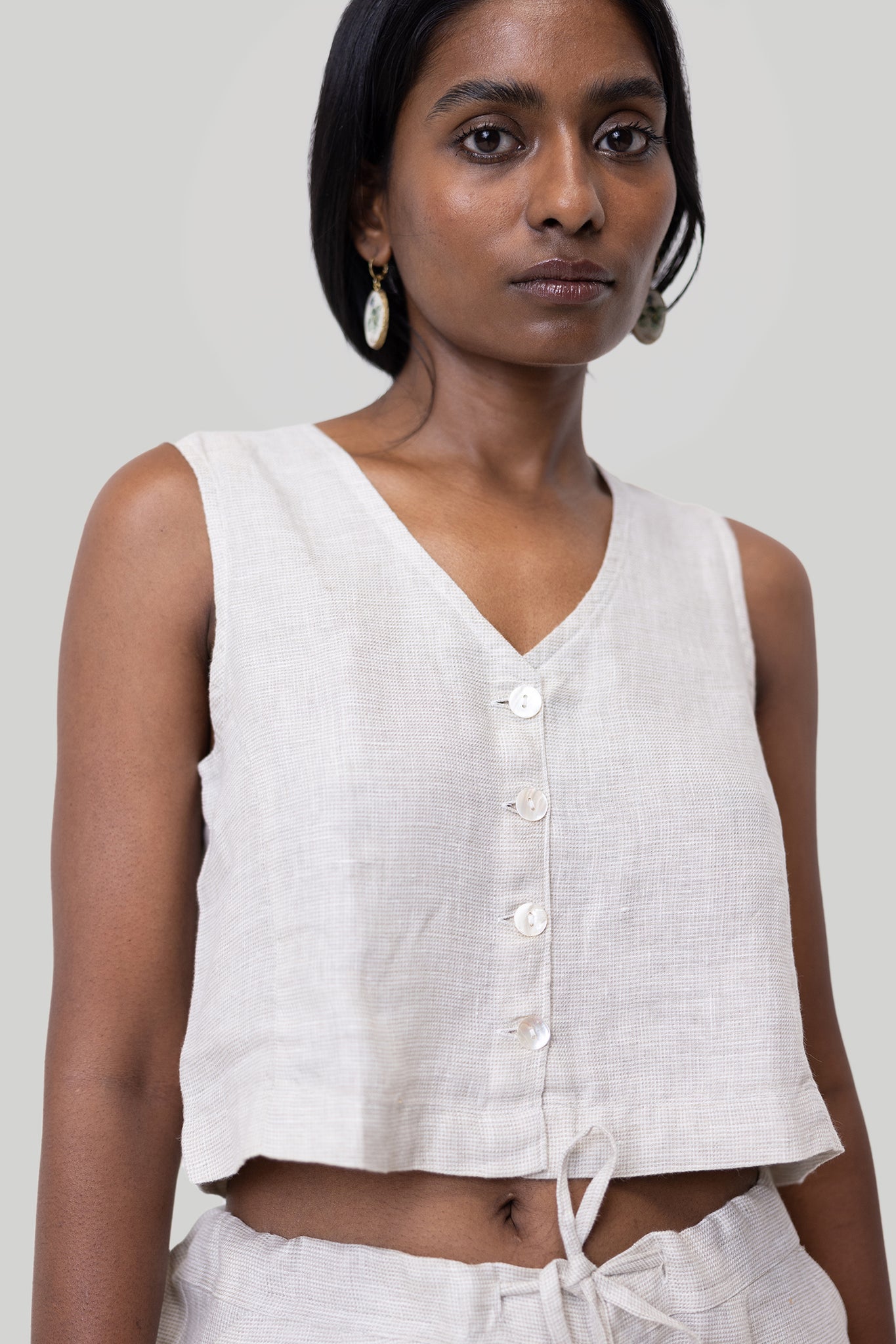 Cropped vest set Ecru 2